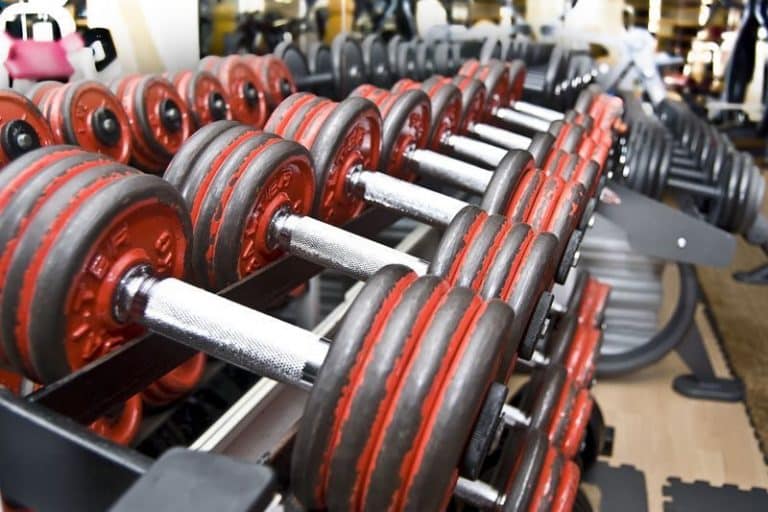 Dumbells on a rack