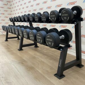 Premium Rubber Dumbbell Set 2.5kg - 30kg with Rack by Blitz Fitness