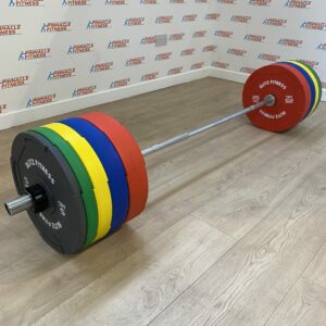 150 kg Colour Bumper Plate Set with 20kg Olympic Bar and Quick Release Collars