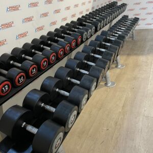 ESCAPE FITNESS URETHANE DUMBBELL SET (12kg TO 46KG) with Storage Racks