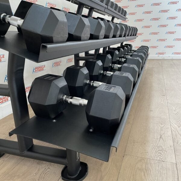 Hex Rubber Dumbbell Set (2.5kg to 50kg) with Rack - Image 12