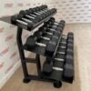 Hex Rubber Dumbbell Set (2.5kg to 30kg) with Rack