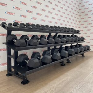 Hex Rubber Dumbbell Set (2.5kg to 50kg) with Rack