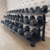Hex Rubber Dumbbell Set (2.5kg to 40kg) with Rack