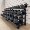 Hex Rubber Dumbbell Set (2.5kg to 50kg) with Rack