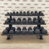 Hex Rubber Dumbbell Set (2.5kg to 30kg) with Rack