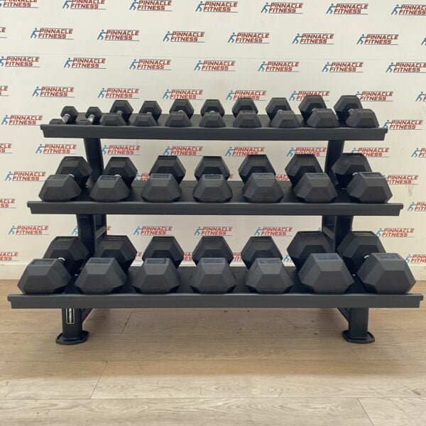 Hex Rubber Dumbbell Set (2.5kg to 30kg) with Rack - Image 2