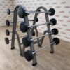 York Fixed Rubber Barbell Set (10kg to 35kg) with Straight Handle with Storage Rack