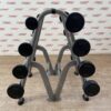 York Fixed Rubber Barbell Set (10kg to 35kg) with Straight Handle with Storage Rack