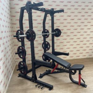 Commercial Half Rack / Adjustable Bench and 175kg Urethane Olympic Weight Discs Package