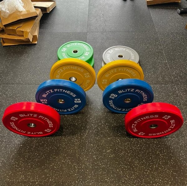 150kg Premium Coloured Bumper Plate Set by Blitz Fitness - Image 2
