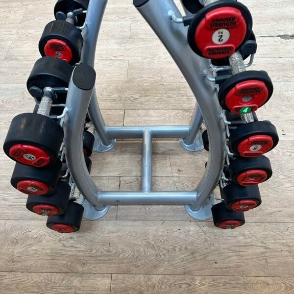 Hammer Strength PU Dumbbell Set 2kg to 20kg with Escape Fitness Storage Rack - Image 5