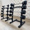 Fixed Rubber Barbells with Straight Handle Full Set 10kg to 50kg with 2 Storage Racks