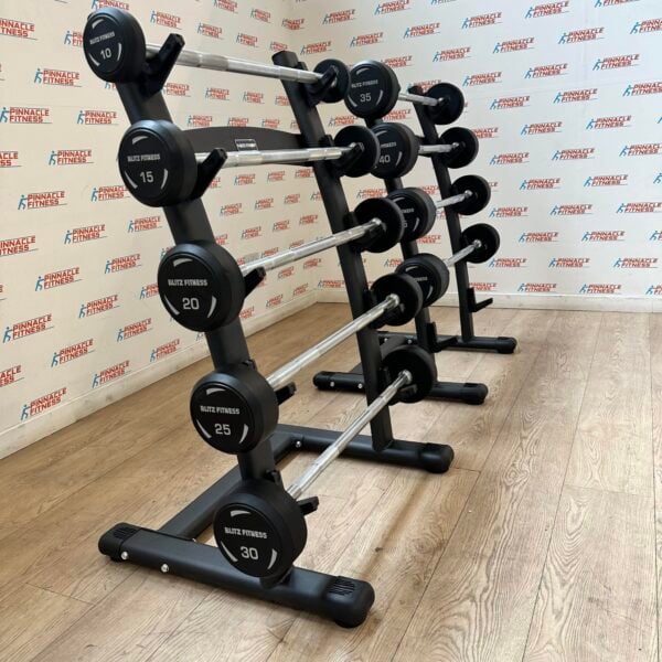 Fixed Rubber Barbells with Straight Handle Full Set 10kg to 50kg with 2 Storage Racks - Image 4