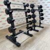 Fixed Rubber Barbells with Straight Handle Full Set 10kg to 50kg with 2 Storage Racks
