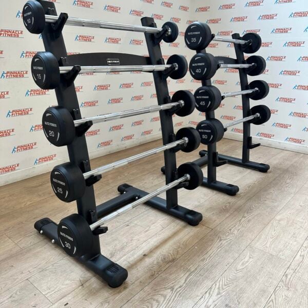 Fixed Rubber Barbells with Straight Handle Full Set 10kg to 50kg with 2 Storage Racks - Image 2