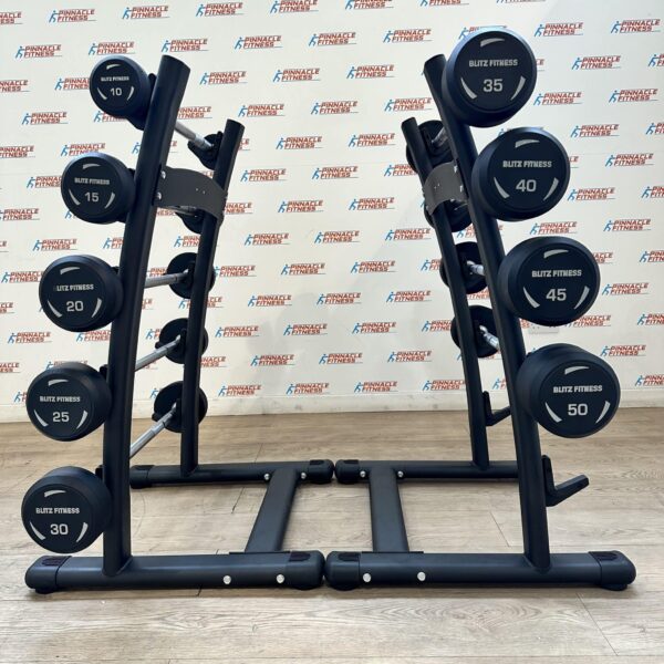 Fixed Rubber Barbells with Straight Handle Full Set 10kg to 50kg with 2 Storage Racks - Image 3