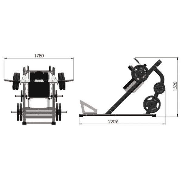 EXIGO Plate Loaded 45 Degree Hack Squat - Image 2