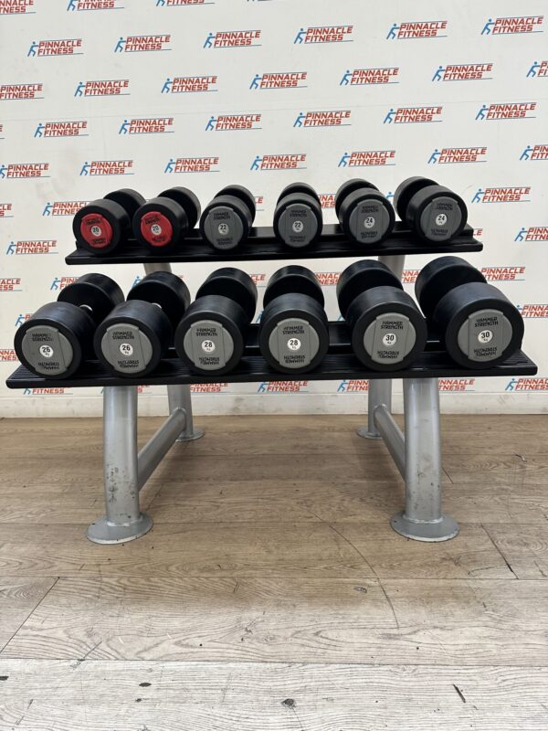 Hammer Strength PU Dumbbell Set 20kg to 30kg with Escape Fitness Storage Rack - Image 2