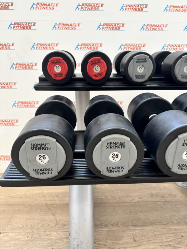 Hammer Strength PU Dumbbell Set 20kg to 30kg with Escape Fitness Storage Rack - Image 5