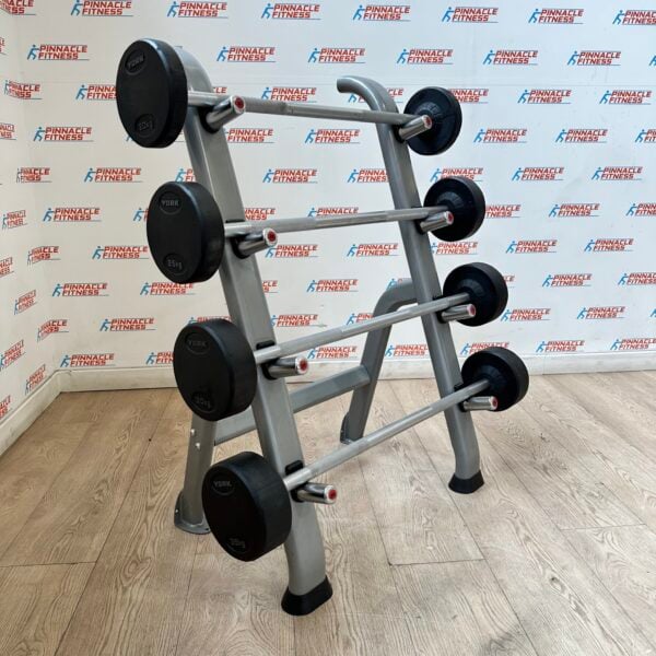 York Fixed Rubber Barbell Set with Storage Rack - Image 4
