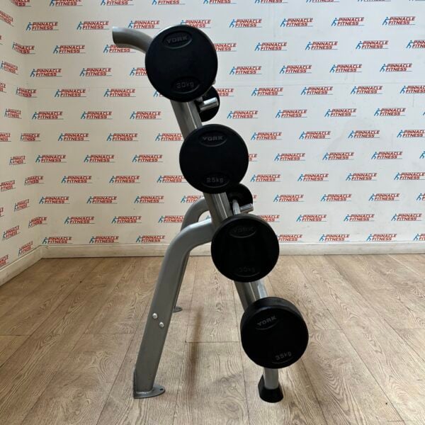York Fixed Rubber Barbell Set with Storage Rack - Image 5