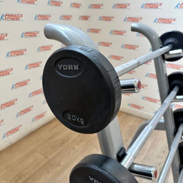 York Fixed Rubber Barbell Set with Storage Rack - Image 6