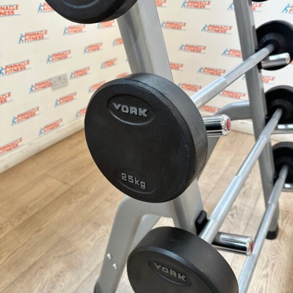 York Fixed Rubber Barbell Set with Storage Rack - Image 8
