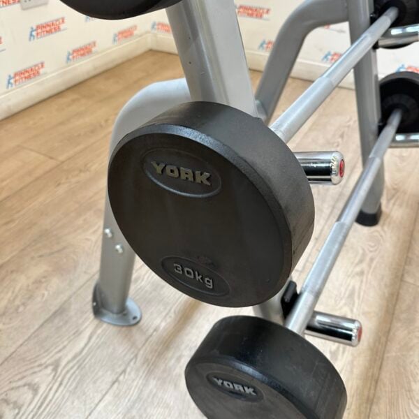 York Fixed Rubber Barbell Set with Storage Rack - Image 9