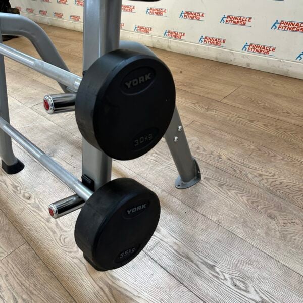 York Fixed Rubber Barbell Set with Storage Rack - Image 7