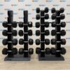 Hex Rubber Dumbbell Set 12.5kg to 30kg with Jordan Vertical Racks