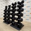 Hex Rubber Dumbbell Set 12.5kg to 30kg with Jordan Vertical Racks