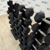 Hex Rubber Dumbbell Set 12.5kg to 30kg with Jordan Vertical Racks