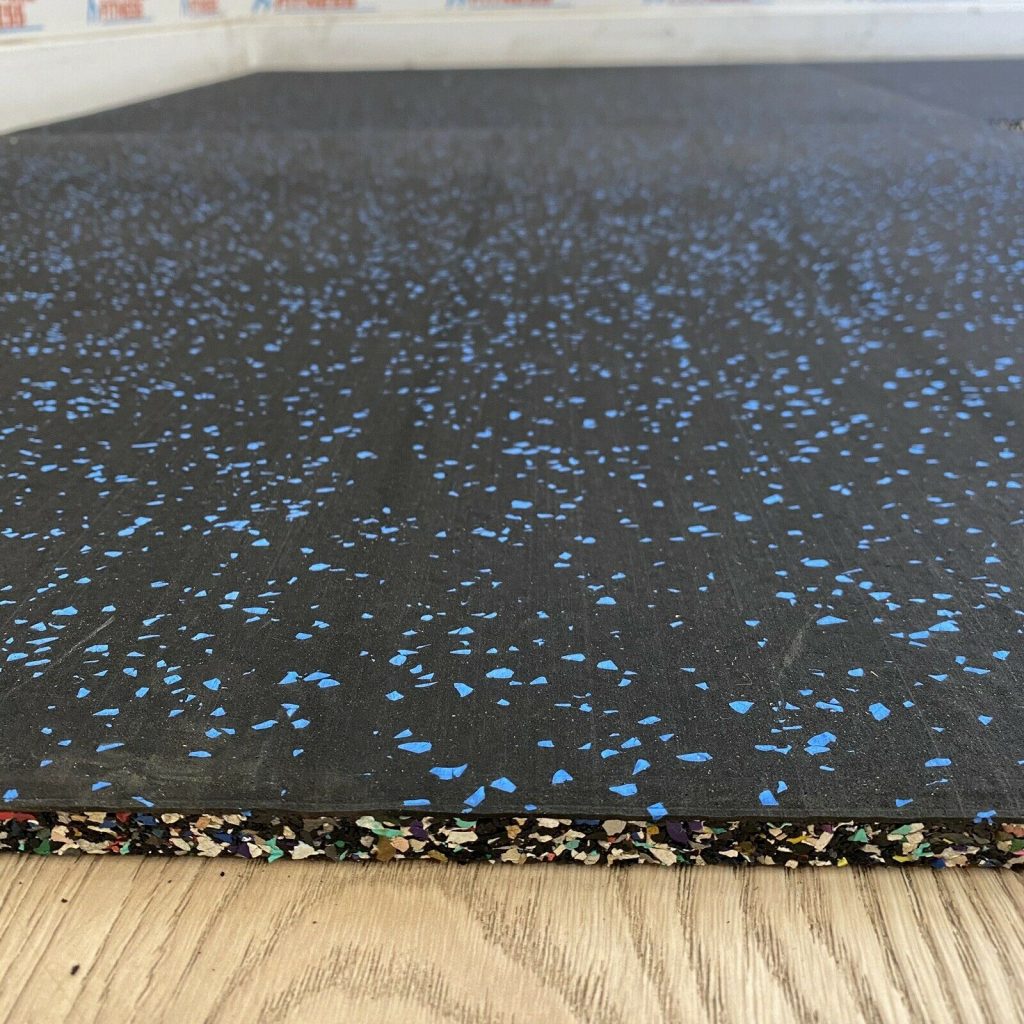 Rubber Gym Flooring 1m x 1m x 15mm (Blue Speckle) By Blitz Fitness