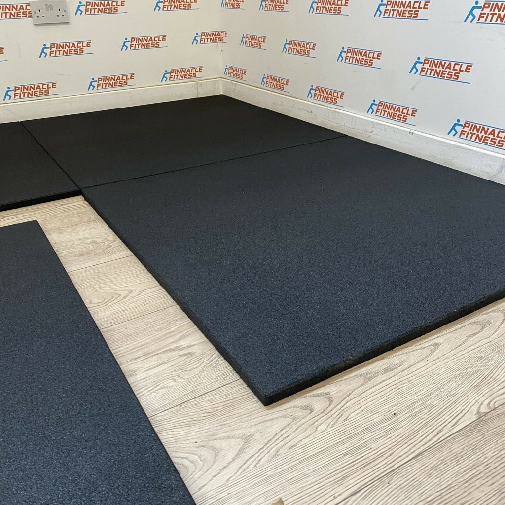 Rubber Gym Flooring 1m x 1m x 20mm (Black) By Blitz Fitness