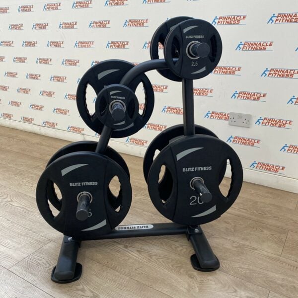 Olympic Weight Plates Set 107.5kg w/ Storage Rack - New - Image 3