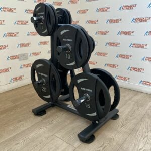 Olympic Weight Plates Set 107.5kg w/ Storage Rack - New