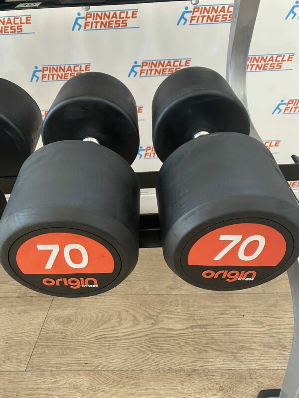 Origin Commercial Rubber Dumbbell Set 40kg - 70kg With Rack